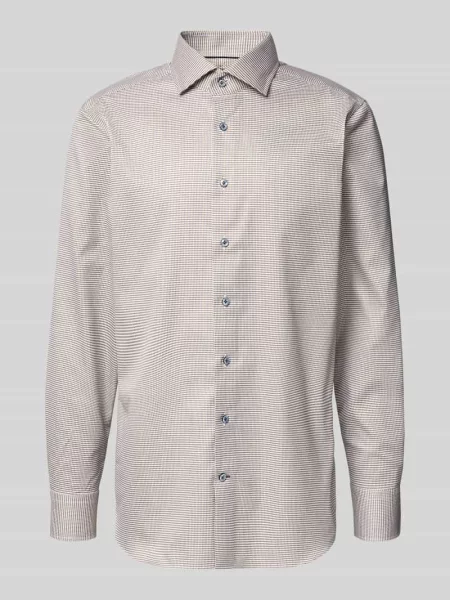Koszula biznesowa o kroju slim fit z kołnierzykiem typu kent model ‘Savio’ Olymp Signature beżowa
