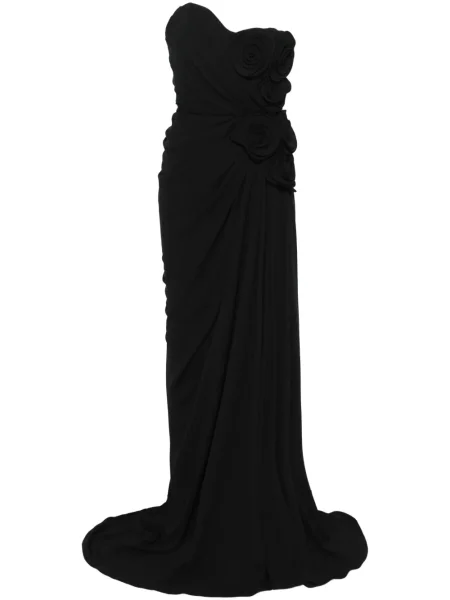 Rochie maxi Ana Radu cu model floral de costum negru