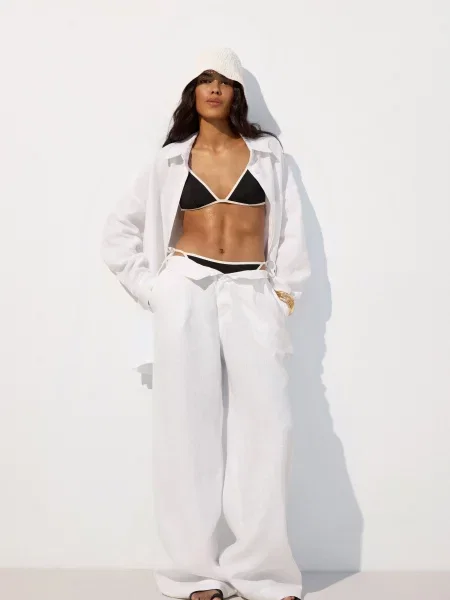 Лляні Штани повсякденні Estro молочний