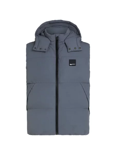 Vestă denim Karl Lagerfeld Jeans cu glugă albastru