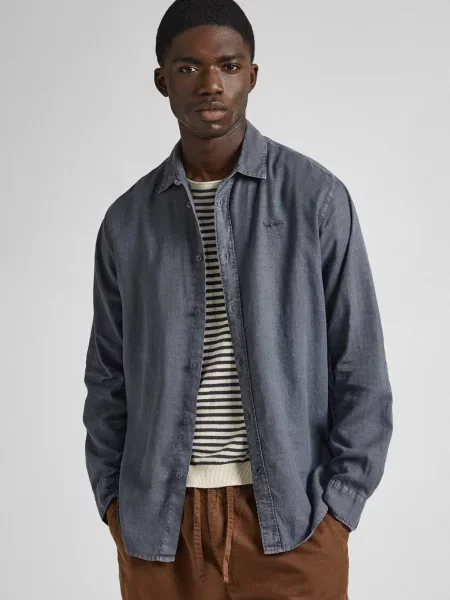 Лляна сорочка Pepe Jeans сіра