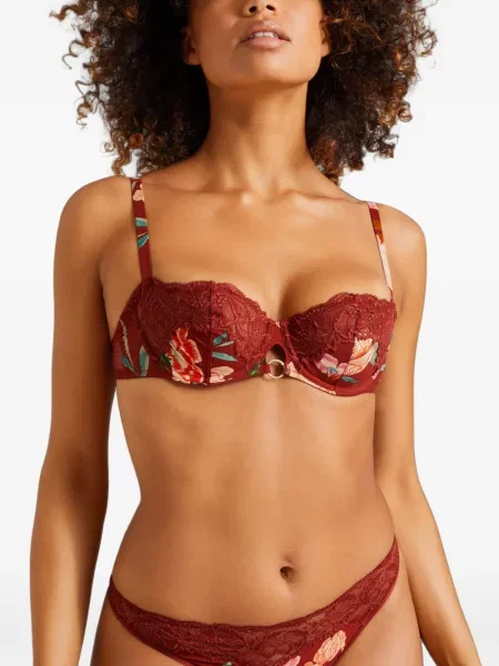 Sutien Aubade cu model floral cu imagine din dantelă maro