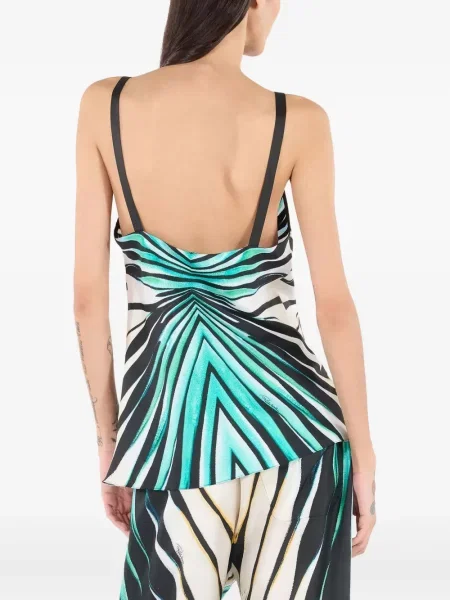 Top Roberto Cavalli de mătase cu imagine albastru