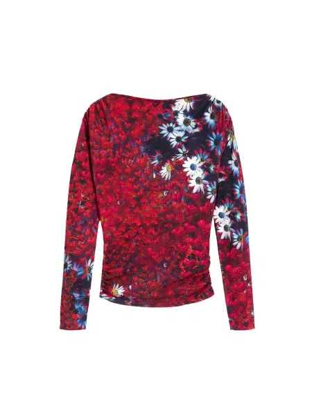 Desigual Tricou Daisy albastru închis / roșu / roșu burgundy / lână alb