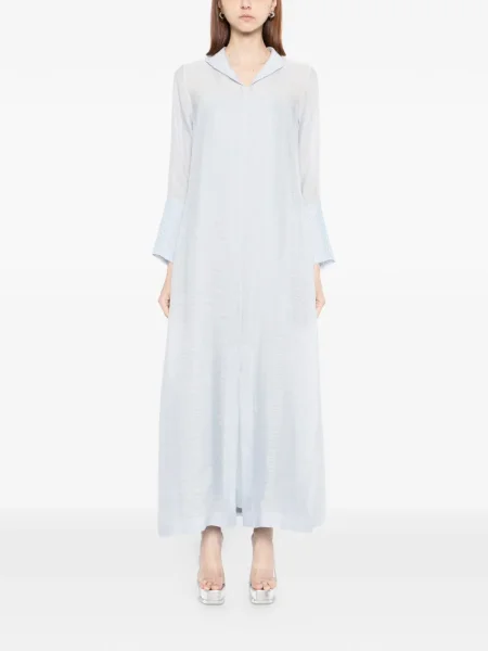 Rochie maxi Shatha Essa cu broderie de costum albastru