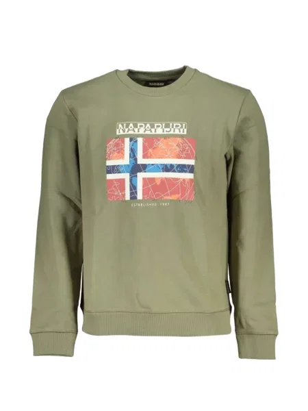 Hanorac crewneck Napapijri cu decolteu rotund verde