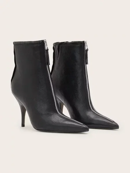Кожаные ботильоны Allsaints на высоком каблуке
