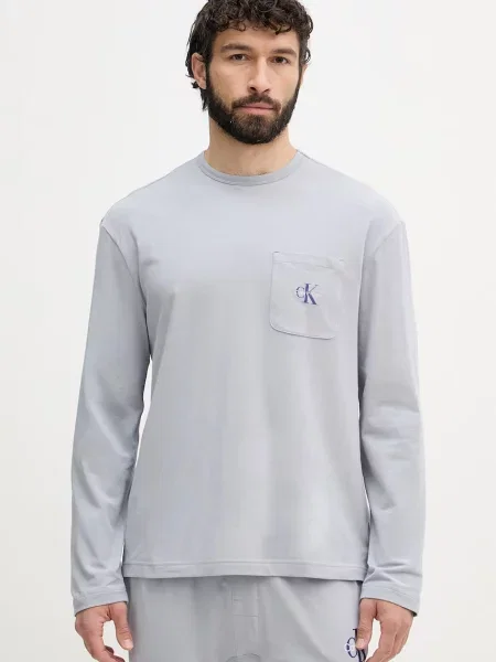 Calvin Klein Underwear dvojdielne pyžamo pánske s elastanom sivá