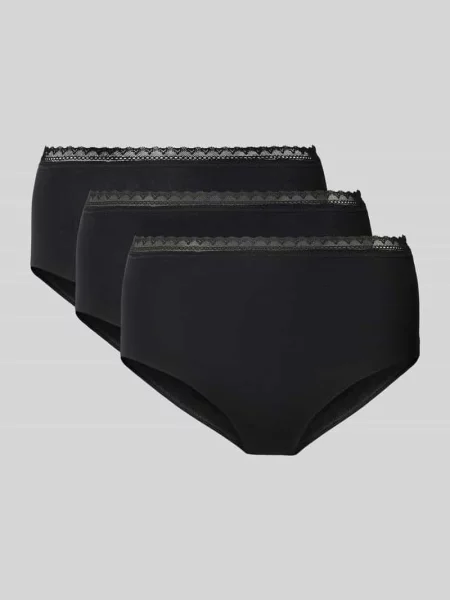Figi o kroju slim fit z mieszanki bawełny w zestaw 3 szt. Schiesser czarne