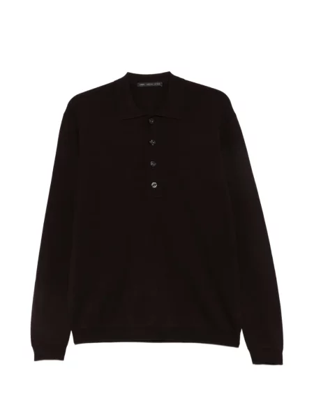 Tricou polo Low Brand de lână maro