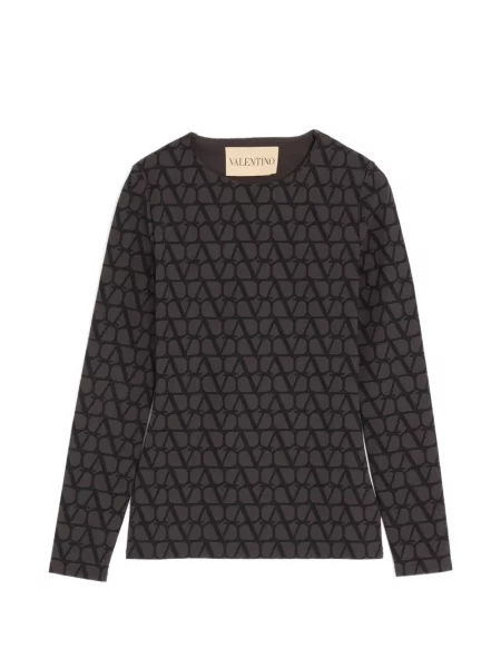 Tricou Valentino Garavani din jerseu maro
