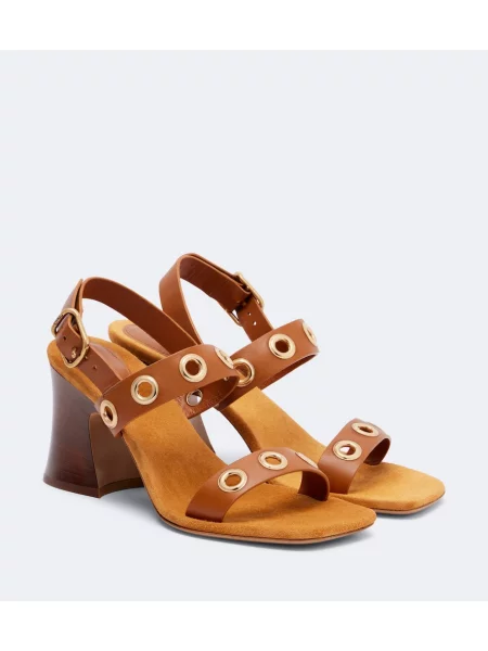 Sandale Chloé din piele maro