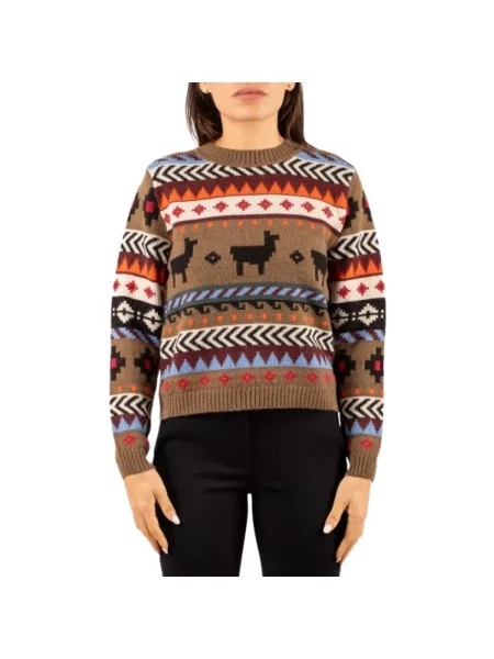 Sweter o kroju regular fit z dodatkiem wełny model ‘QUIRITE’ Weekend Max Mara brązowy
