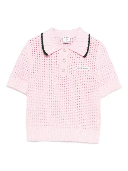 Плетена поло тениска Casablanca розово