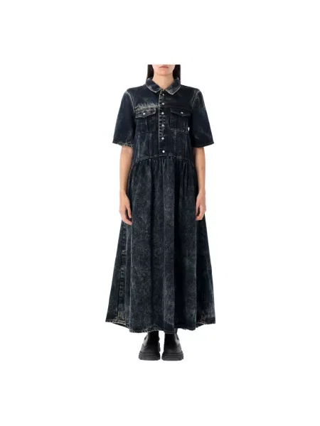 Maksi sukienka jeansowa Ganni czarna