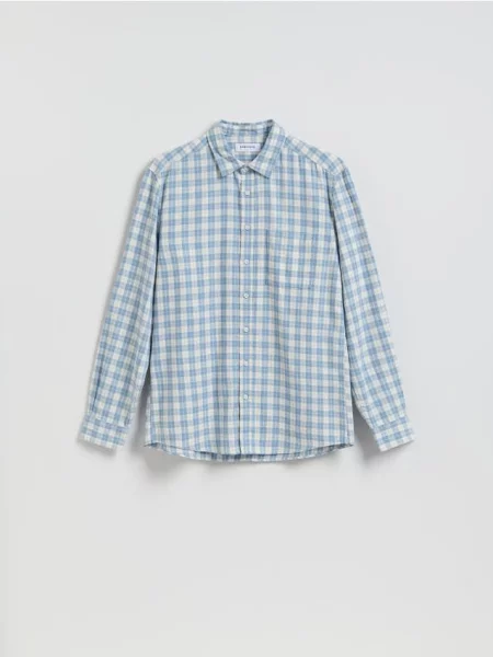 Reserved Cămașă regular cu conținut ridicat de in albastru-pal albastru