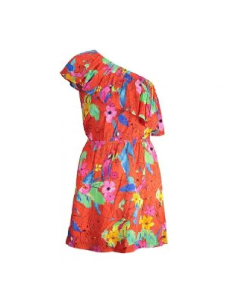 Sukienka mini Desigual na jednym ramieniu czerwona