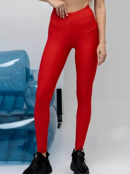 Женские леггинсы с высокой посадкой червоні