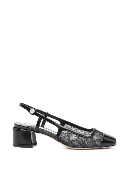 Полуотворени обувки Jimmy Choo с дантела черно
