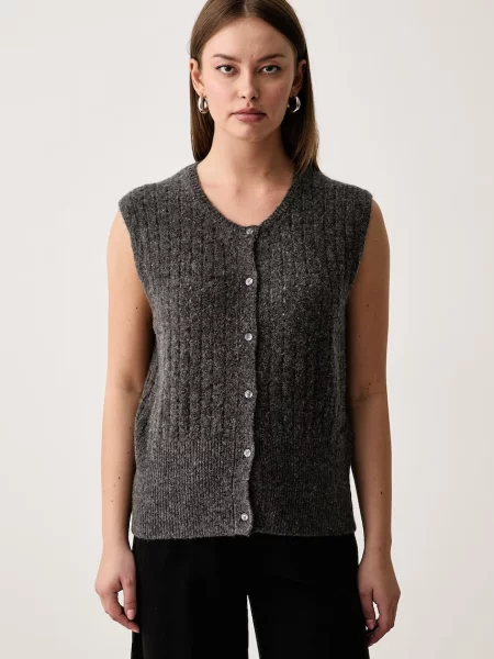 Trussardi vestă pentru femei cu amestec de mătase gri