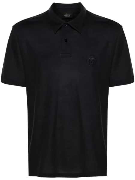 Polo Brioni cu broderie de lână albastru