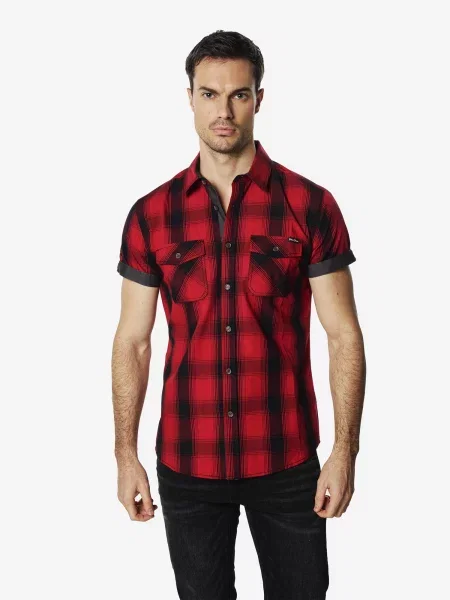 KOROSHI Košile červená / tmavě červená černá