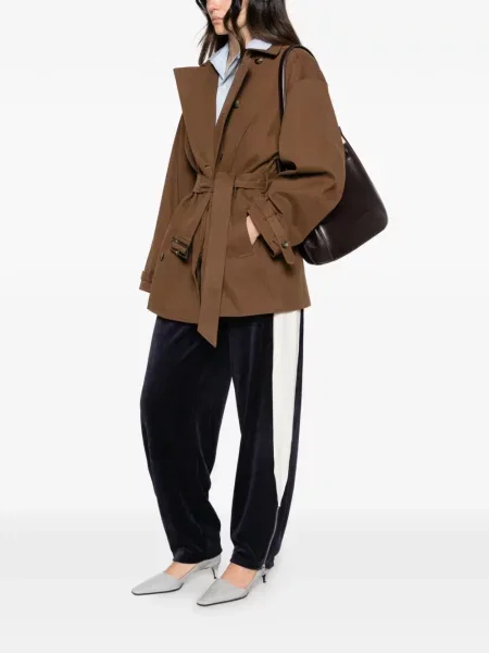 Pantaloni Tory Burch din velur alergare albastru
