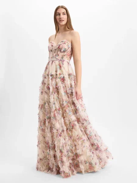 Luxuar Fashion sukienka wieczorowa Kobiety beżowy|wielokolorowy wzorzysty 34 beżowa