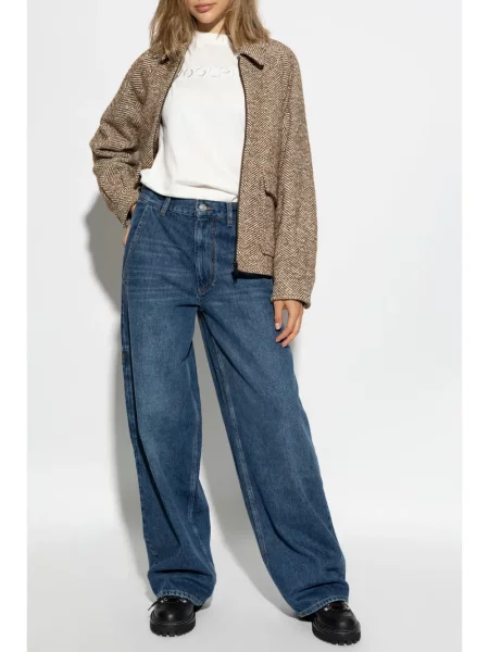 Bunda Woolrich se vzorem rybí kosti hnědá
