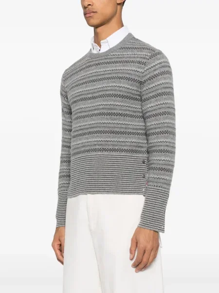 Pulover Thom Browne din jacard gri