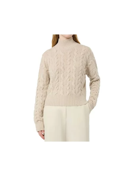 Sweter z golfem Max Mara wełniany do golfa beżowy