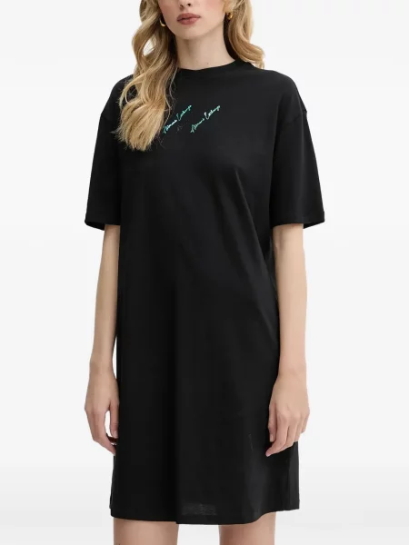Rochie tip cămașă Armani Exchange cu autograf negru