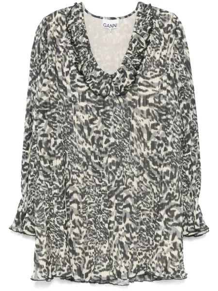 Mały sukienka mini Ganni plisowana garniturowa czarna