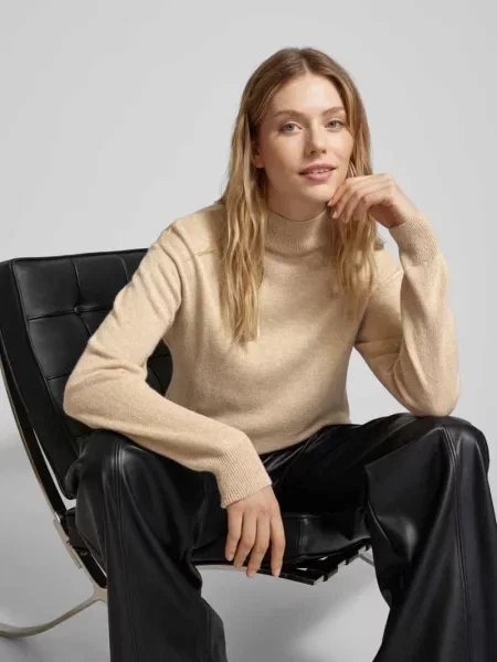 Sweter z golfem Armani Exchange wełniany do golfa beżowy