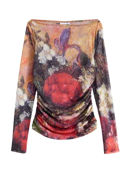 Next Tričko Lindsey Cherek Waller světle / tmavě / čokoládová / červená třešeň béžová