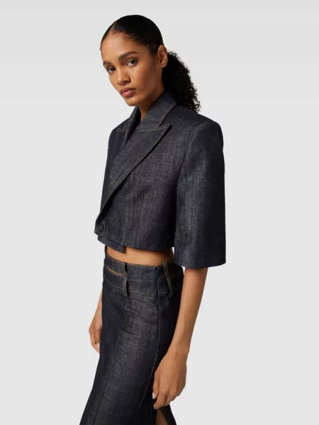 Żakiet o krótkim kroju w imitacji denimu The Mannei granatowa