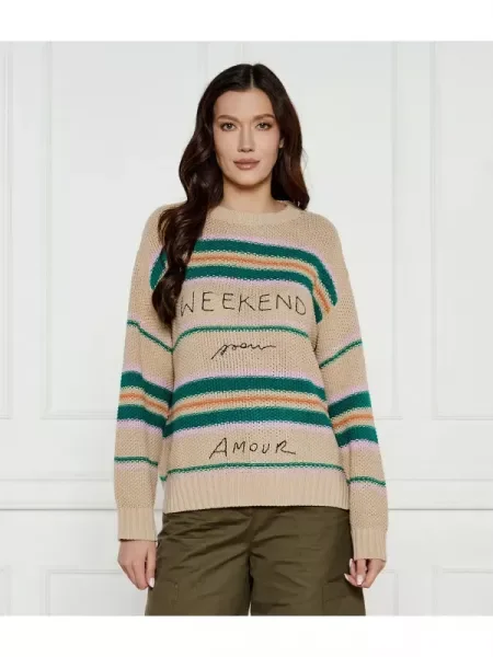 Weekend MaxMara Kötött pulóver ANGUS | Oversize fit bézs