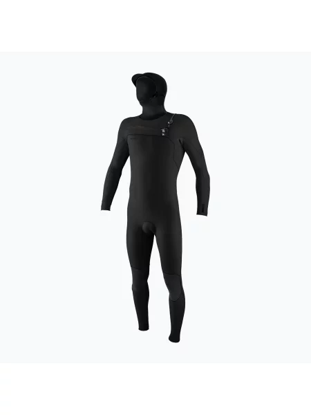 Costum de înot pentru bărbați O'Neill Hyperfreak mm Chest Zip with Hood black/black negru