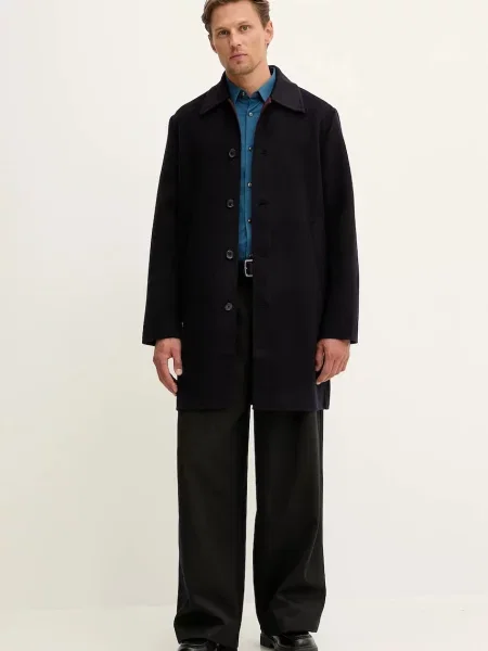 Пальто з вовною PS Paul Smith синій