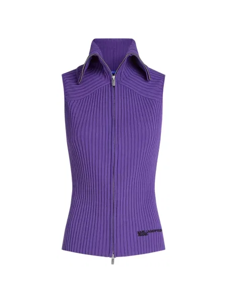Vestă denim Karl Lagerfeld Jeans tricotate violet