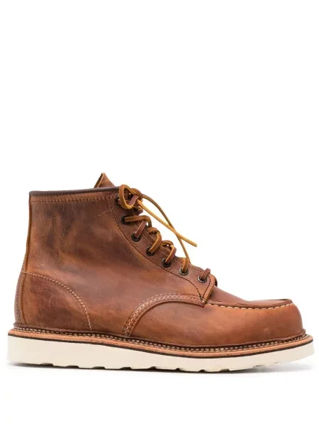 Cizme scurte Red Wing Shoes cu șireturi din dantelă roșu