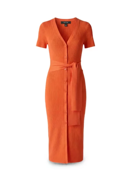 Rochie midi Toccin tricotate portocaliu