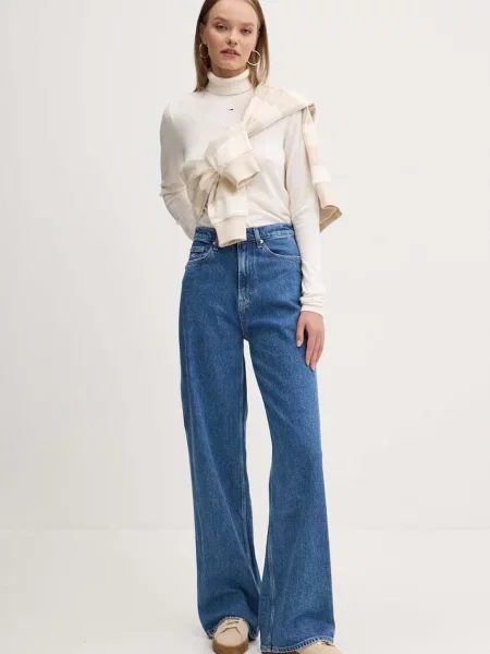 Tommy Jeans sweter z golfem beżowy