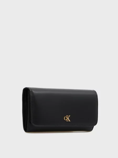 Кожаный длинный кошелек Calvin Klein черный