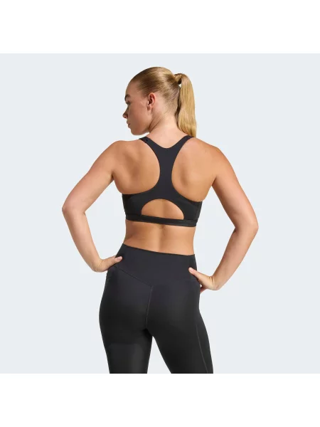 ADIDAS PERFORMANCE Sutien sport Optimé Essentials Workout Zip-Front Medium Support negru alb