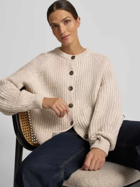 Kardigan rozpinany o luźnym kroju z mieszanka wełny model RIB KNIT' Armedangels beżowy