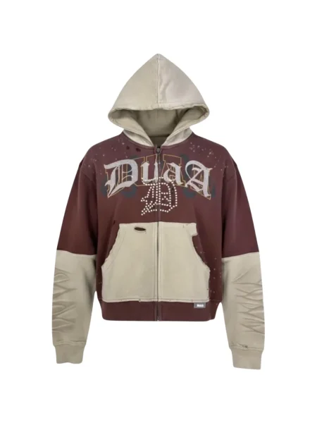 Суичър с качулка Duaa с разкъсвания кафяво