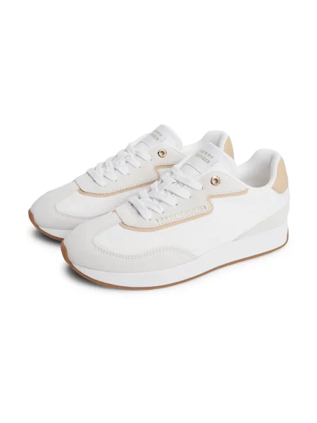 Dámske topánky Tommy Hilfiger Retro Runner Mix ecru/trench biela