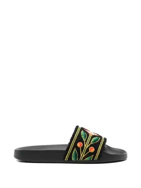 Papuci Casablanca cu model floral negru