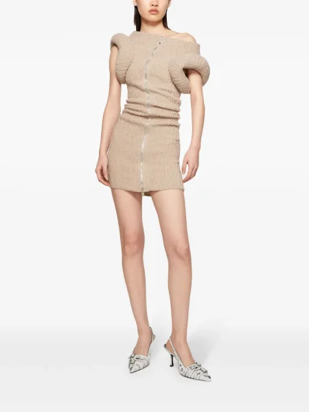 Плетена chunky мини рокля Acne Studios розово